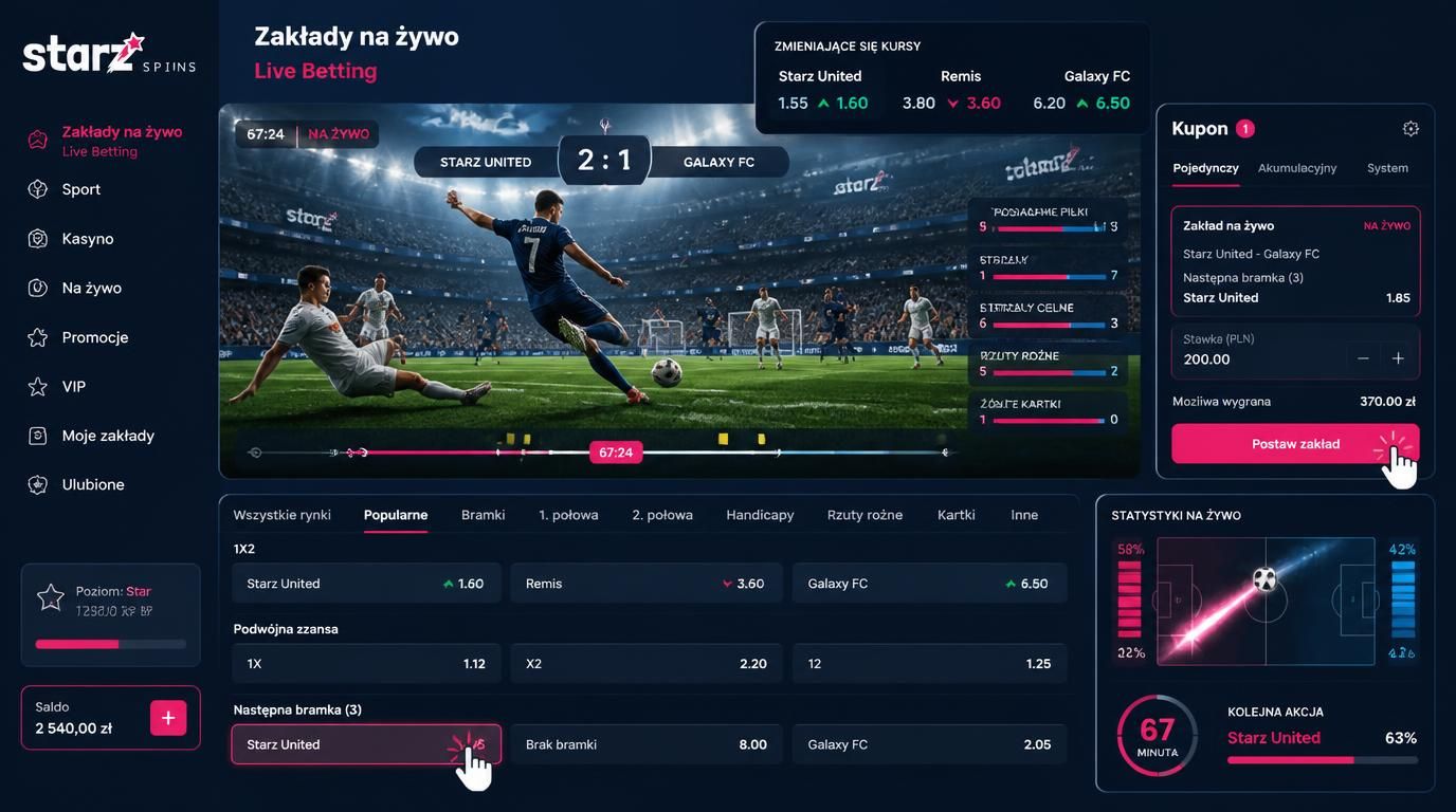 Live betting z akcją na żywo, zmieniające się kursy, emocje